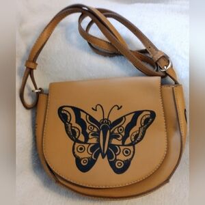 Tan Butterfly Design Women's Bag